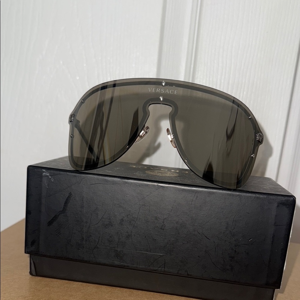 Versace Dark Gray Shield Sunglasses